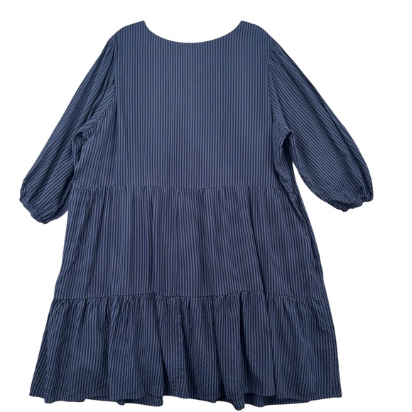 Market & Spruce Navy Striped Tiered Babydoll Dress 3X WE-WGW70011-PL NWT - Picture 2 of 7